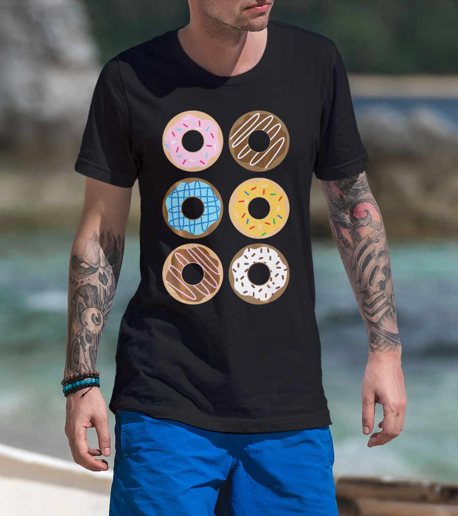 Cute Donut 6 Fun Sprinkled Doughnuts Delight T-Shirt