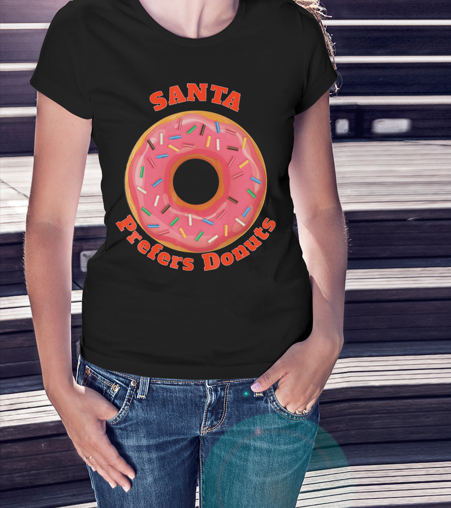 Santa Prefers Donuts Pink Sprinkled Delight T-Shirt