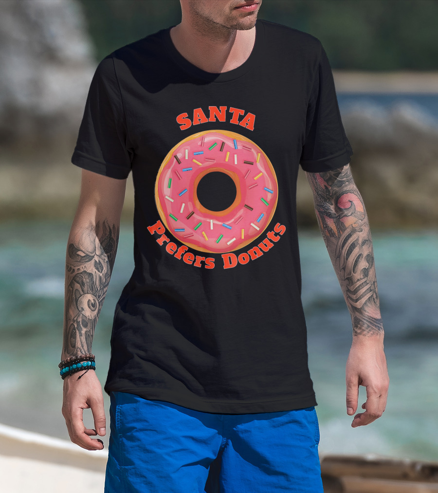 Santa Prefers Donuts Pink Sprinkled Delight T-Shirt