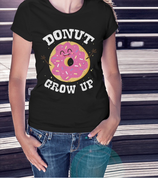 Donut Grow Up Cute Pink Frosted Dessert Foodie T-Shirt