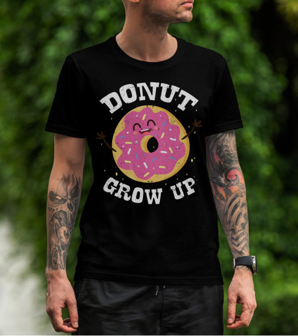 Donut Grow Up Cute Pink Frosted Dessert Foodie T-Shirt