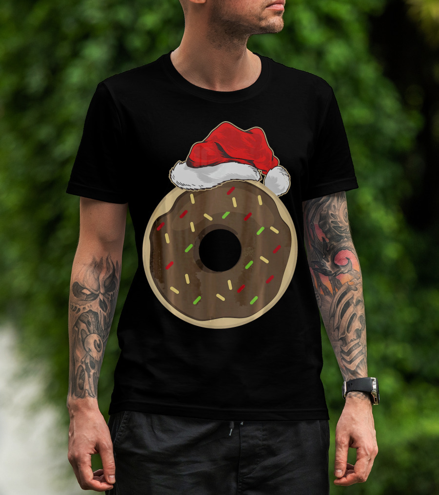 Santa Hat Donut Lover Christmas Treat T-Shirt