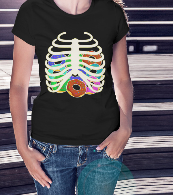 Halloween Food Costume Rib Cage Skeleton Donuts T-Shirt