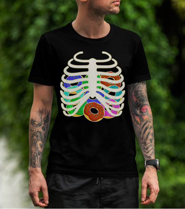 Halloween Food Costume Rib Cage Skeleton Donuts T-Shirt