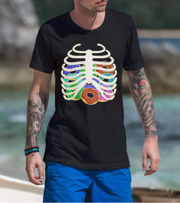 Halloween Food Costume Rib Cage Skeleton Donuts T-Shirt