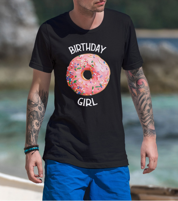 Birthday Girl Donut With Pink Icing And Rainbow Sprinkles T-Shirt