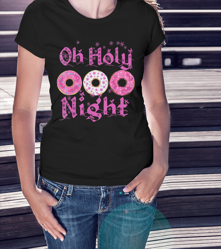 Oh Holy Night Donut Starry Pink Trio T-Shirt