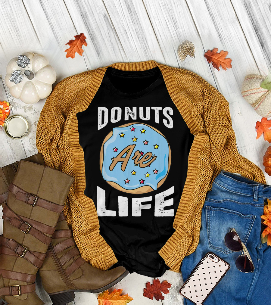 Donuts Are Life Blue Frosted Donut with Stars T-Shirt