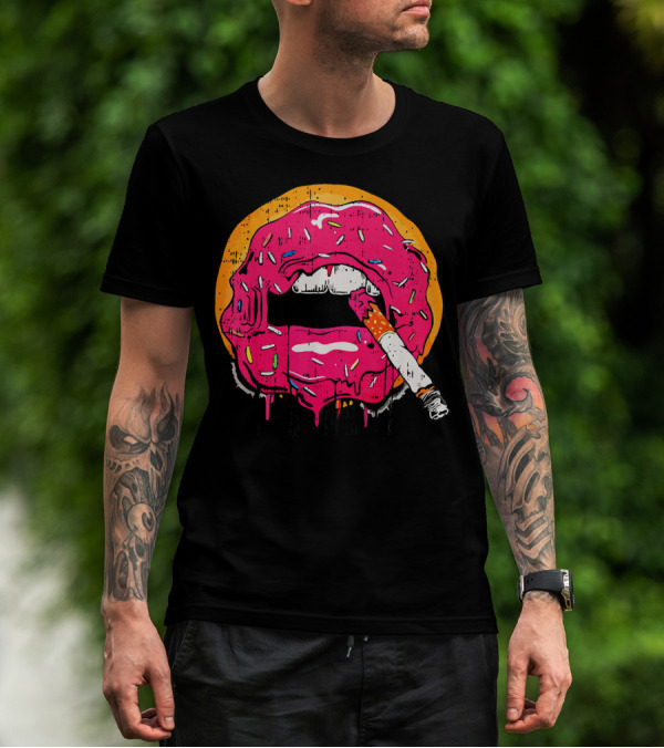 Donut Lips Cigarette Cool Sweet Doughnut T-Shirt