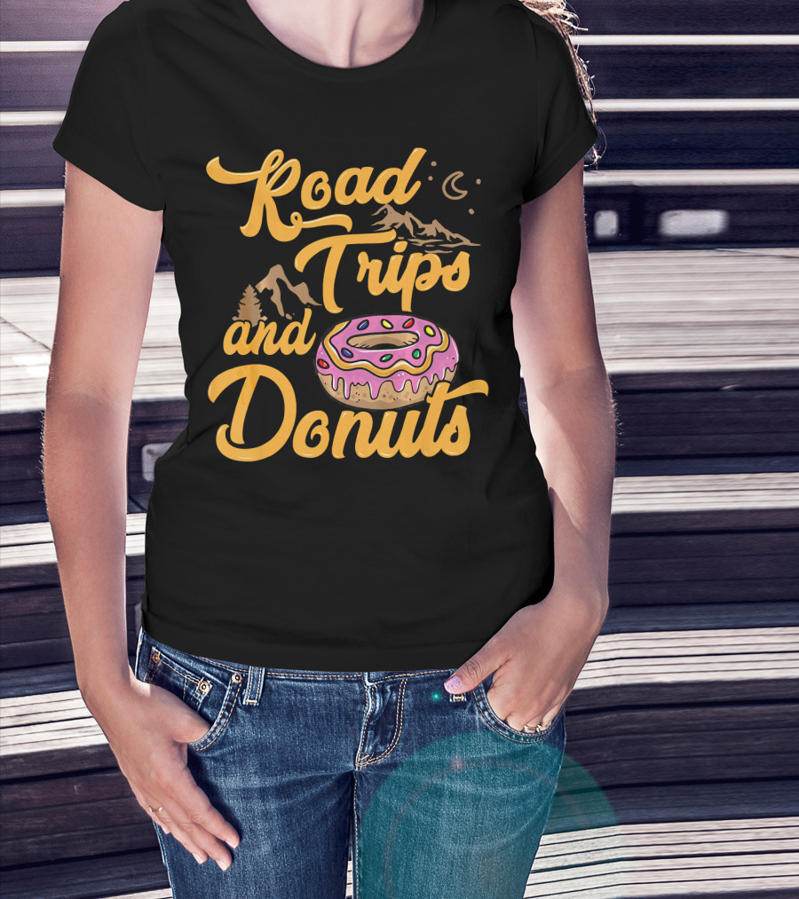 Road Trips And Donuts Mountain Night Moon T-Shirt