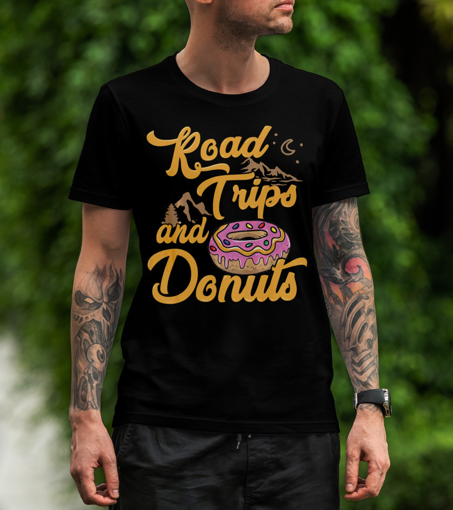 Road Trips And Donuts Mountain Night Moon T-Shirt