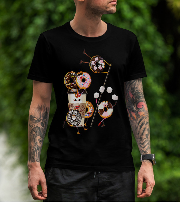 Donut Glazed And Confused Funny Donut Coffee Party With Juggling Donuts T-Shirt