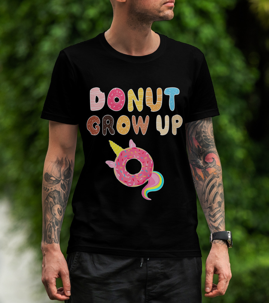 Donut Grow Up Kids Funny Unicorn Donut Lover T-Shirt