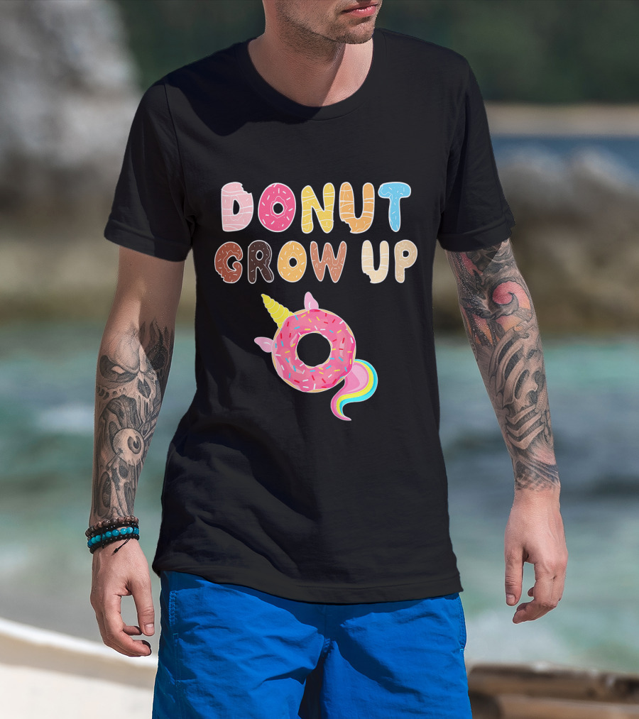 Donut Grow Up Kids Funny Unicorn Donut Lover T-Shirt