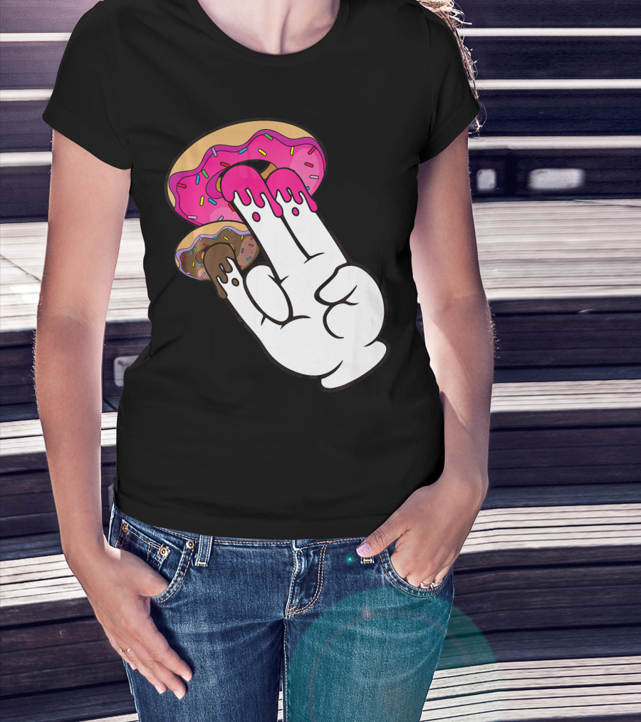 Funny Donuts With The Shocker Hand Gesture And Sprinkled Frosting T-Shirt