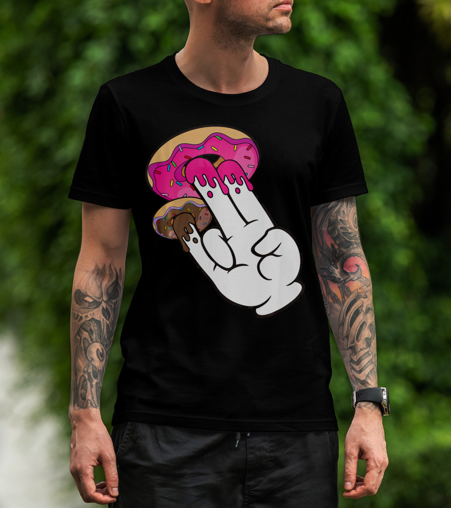 Funny Donuts With The Shocker Hand Gesture And Sprinkled Frosting T-Shirt