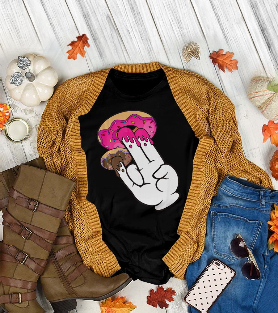 Funny Donuts with the Shocker Hand Gesture and Sprinkled Frosting T-Shirt