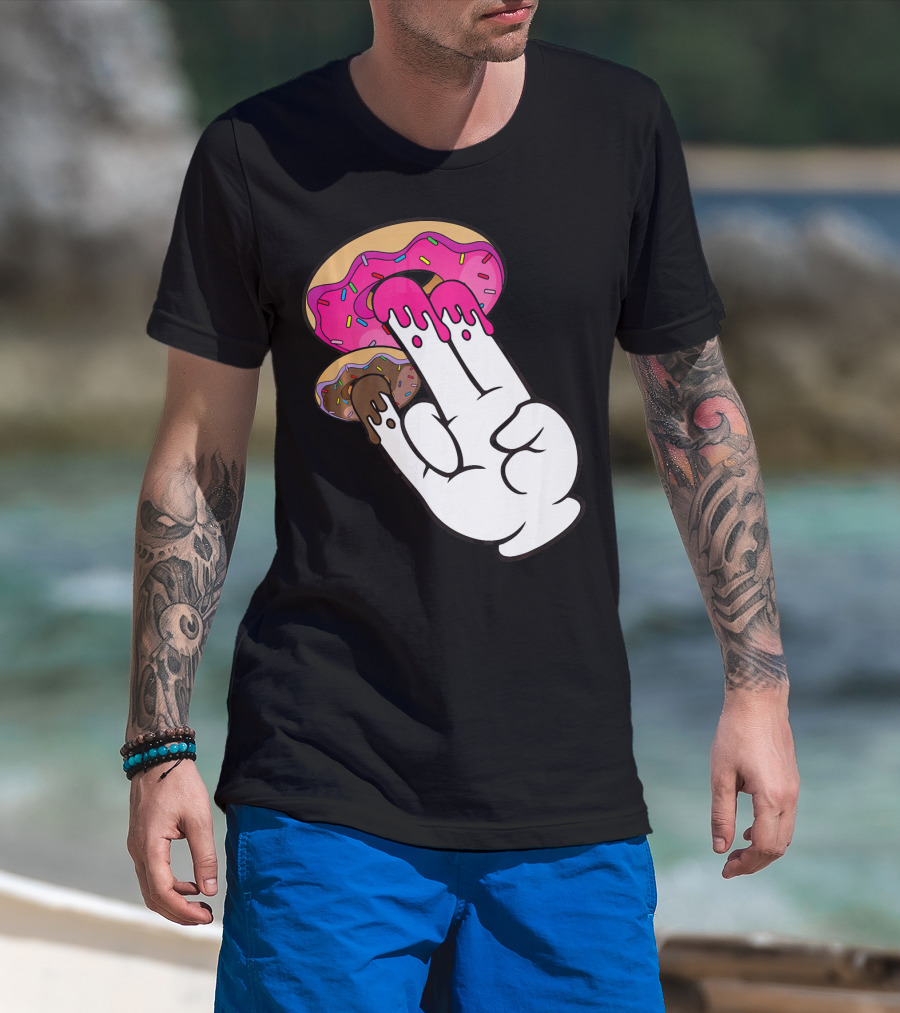 Funny Donuts With The Shocker Hand Gesture And Sprinkled Frosting T-Shirt