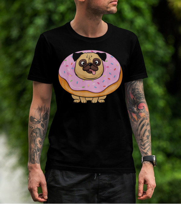 Cute Doughnut Pug Wearing A Donut Costume Sprinkles T-Shirt