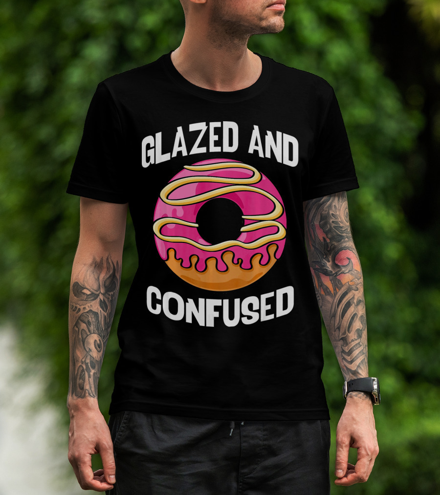 Glazed And Confused Pink Donut With Dripping Icing T-Shirt