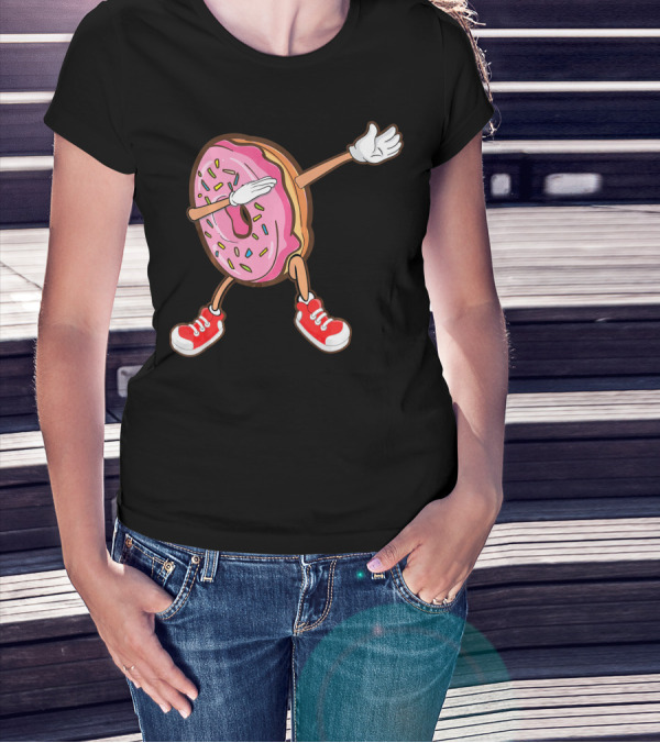 Dabbing Strawberry Frosted Donut With Sprinkles And Red Sneakers T-Shirt