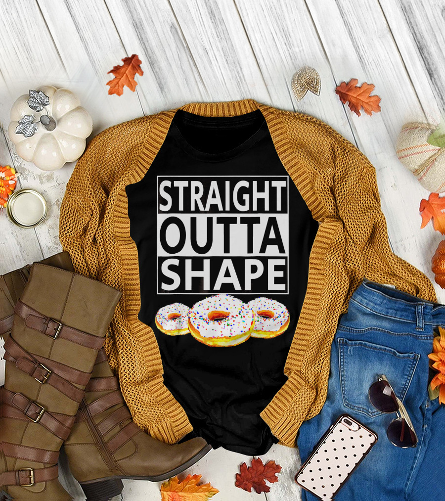 Straight Outta Shape Funny Workout Donut T-Shirt