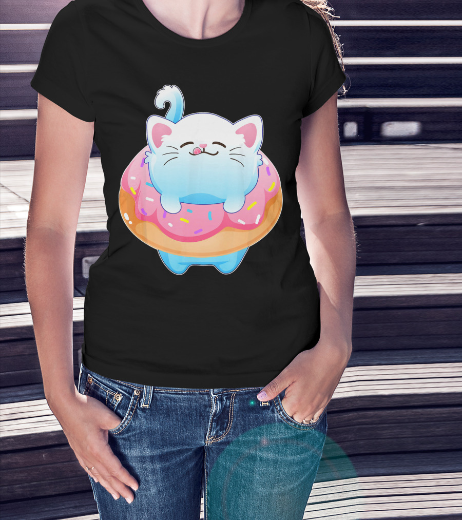 Donut Cat Kitty Lovers Sprinkled Sweet Treat Feline Delight T-Shirt