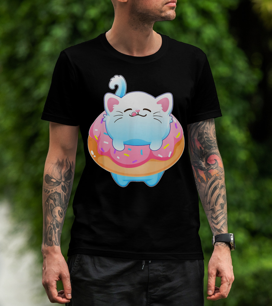 Donut Cat Kitty Lovers Sprinkled Sweet Treat Feline Delight T-Shirt