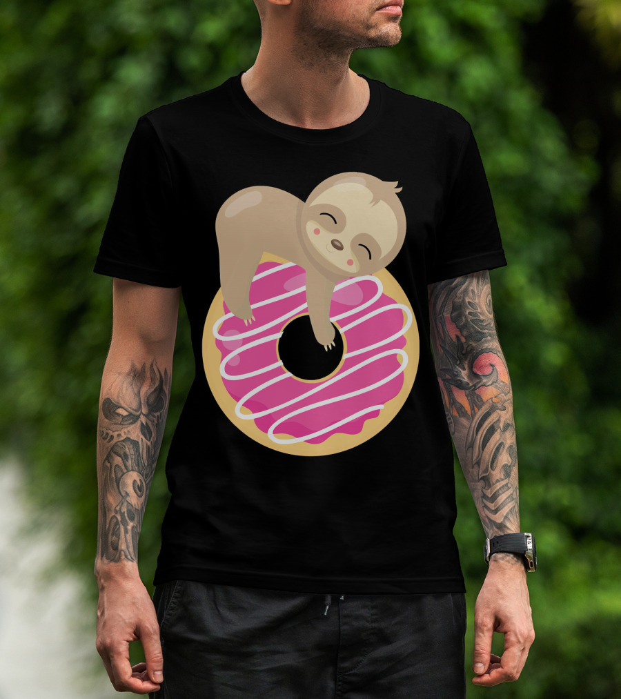 Sloth Donut Funny Animal Cute Pink Pastry Delight T-Shirt