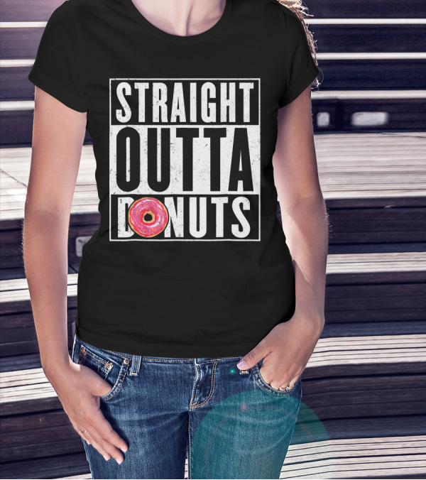 Straight Outta Donuts Pink Frosted Doughnut T-Shirt