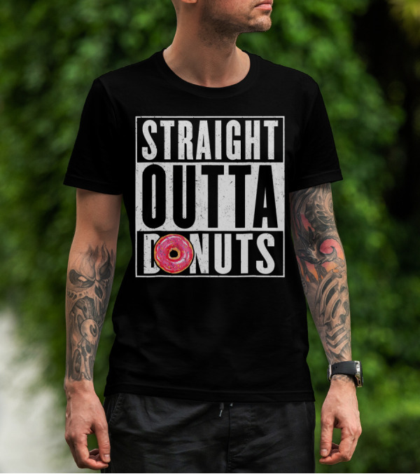 Straight Outta Donuts Pink Frosted Doughnut T-Shirt