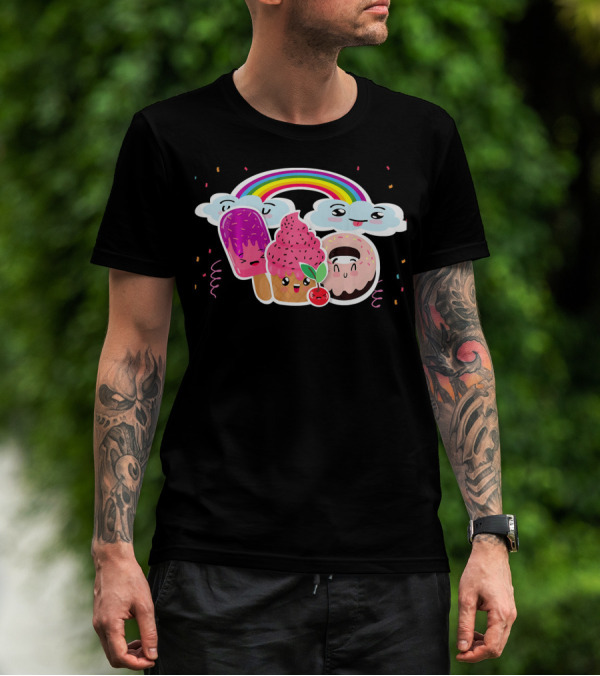 Funneh Cute Kids Halloween Ice Cream Love Rainbow Clouds Magic T-Shirt