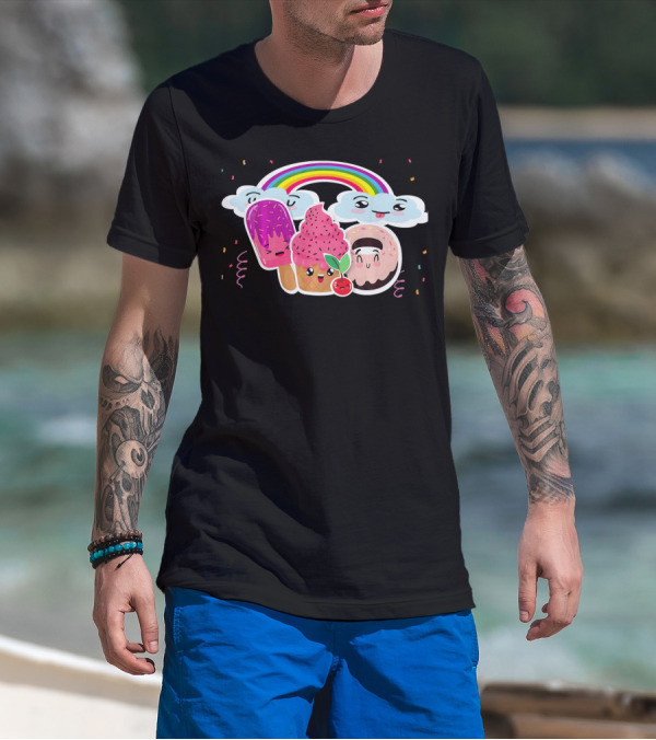 Funneh Cute Kids Halloween Ice Cream Love Rainbow Clouds Magic T-Shirt