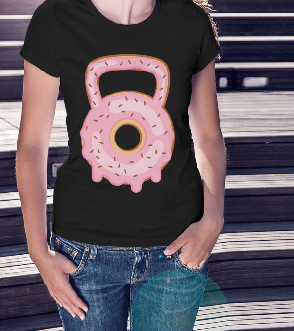 Kettlebell Donut Lover Gym Workout Pink Sprinkles T-Shirt