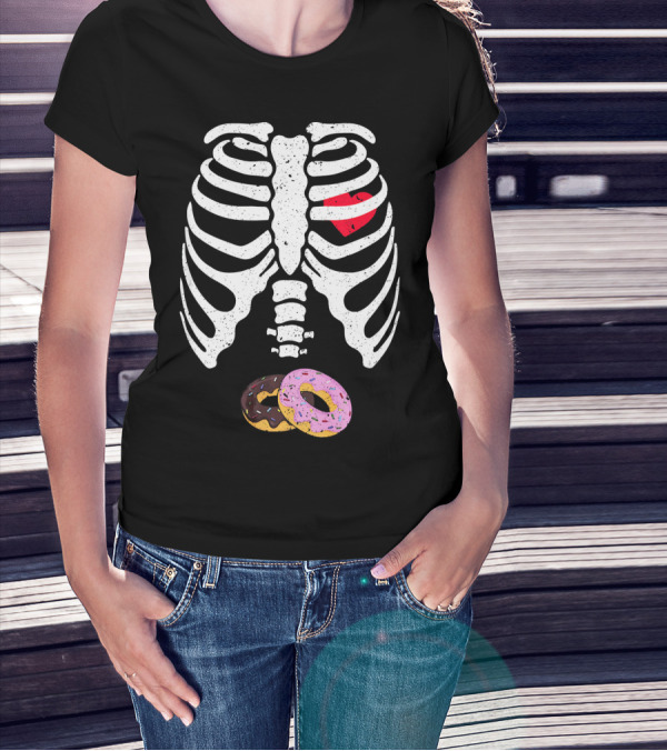 Halloween Pregnancy Skeleton Donut Baby Costume T-Shirt