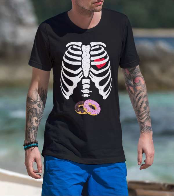 Halloween Pregnancy Skeleton Donut Baby Costume T-Shirt