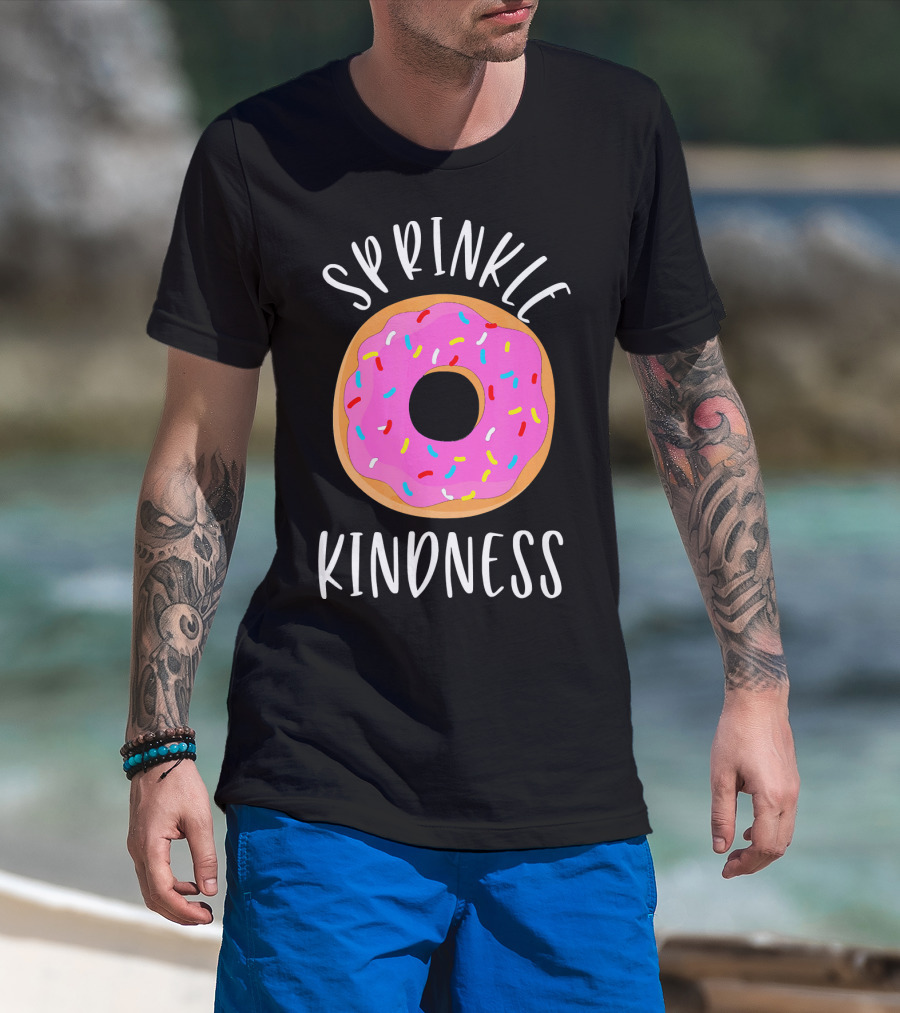 Sprinkle Kindness Donut Anti Bullying Pink Frosted Doughnut T-Shirt