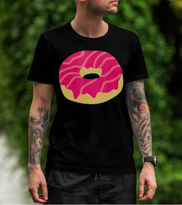 Donut With Pink Glaze And Vibrant Stripes T-Shirt