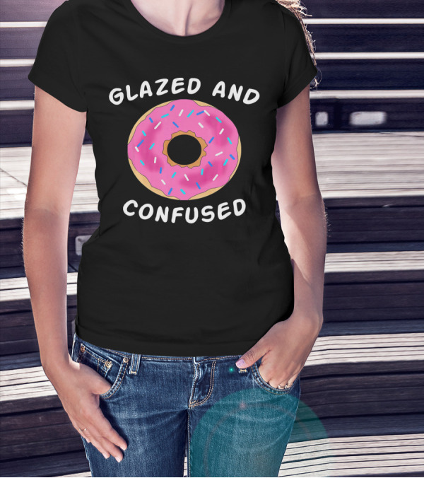 Glazed And Confused Donut Lover Pink Sprinkle Doughnut T-Shirt
