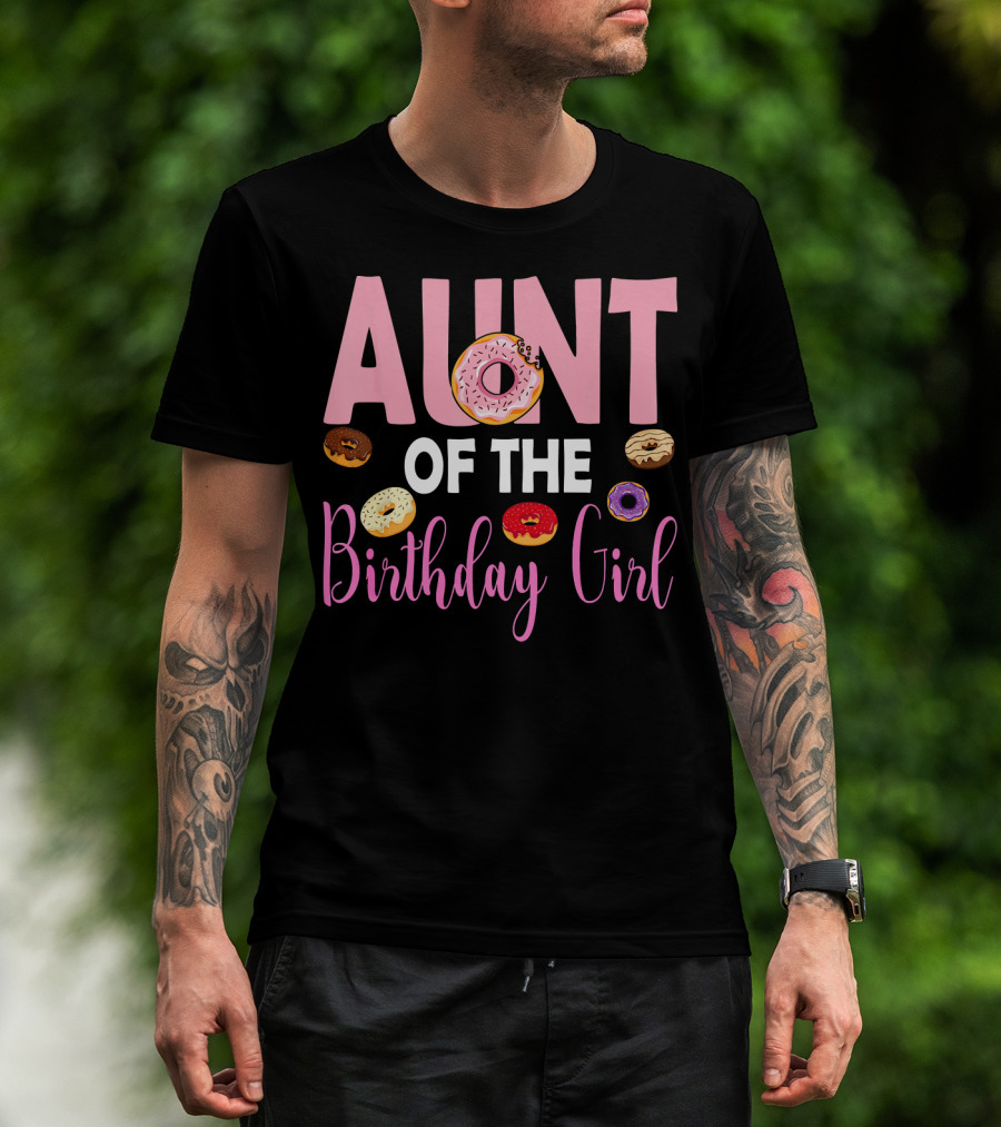Aunt Of The Birthday Girl Donut Themed T-Shirt