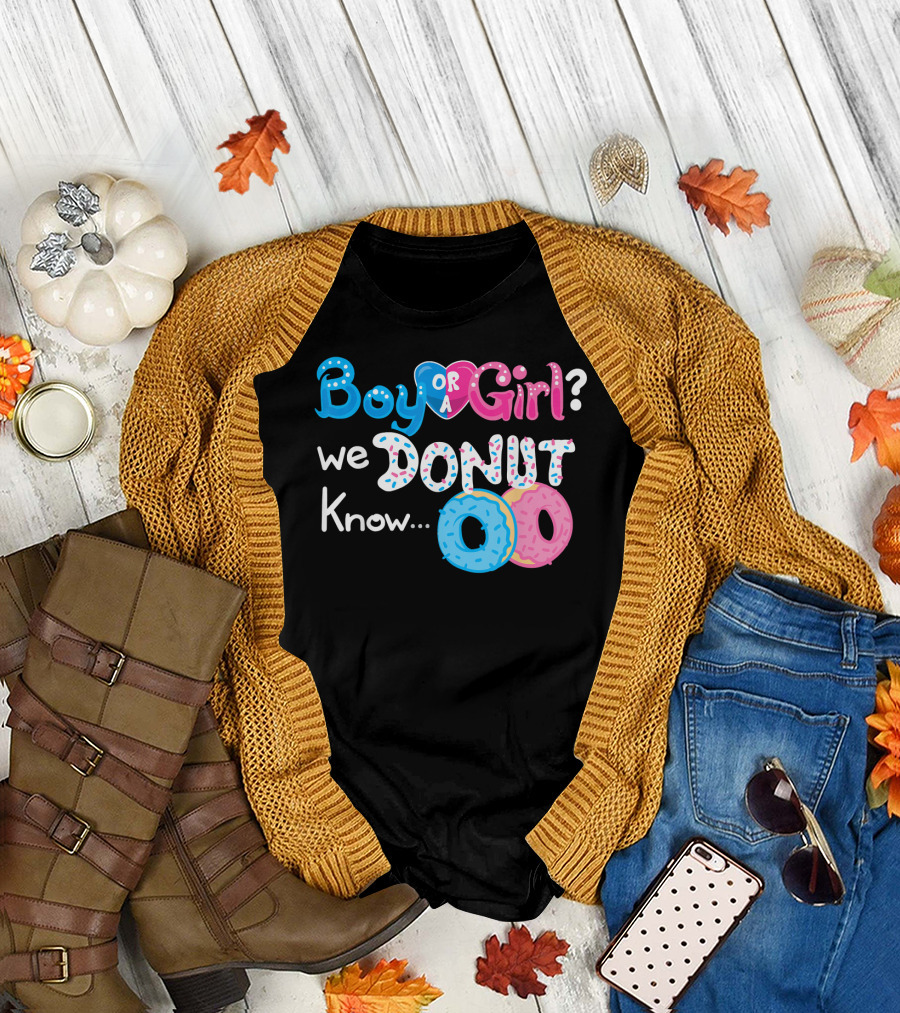 Boy or Girl We Donut Know Gender Reveal Family Fun T-Shirt