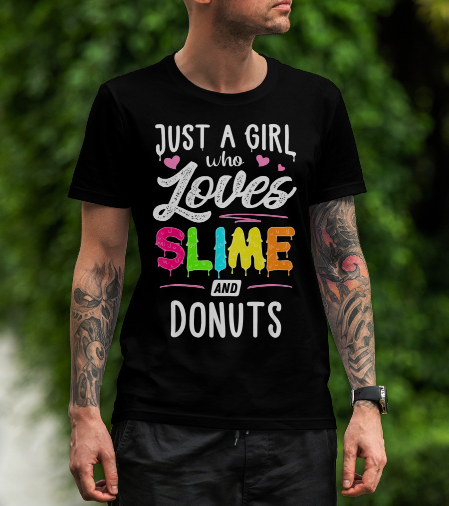 Just A Girl Who Loves Slime And Donuts Hearts T-Shirt