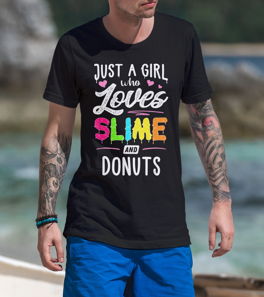 Just A Girl Who Loves Slime And Donuts Hearts T-Shirt