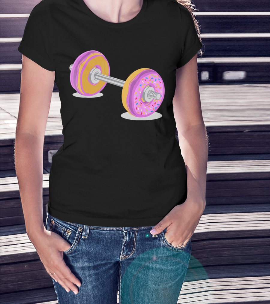 Donut Barbell Sprinkle Weightlifting Humor Novelty T-Shirt