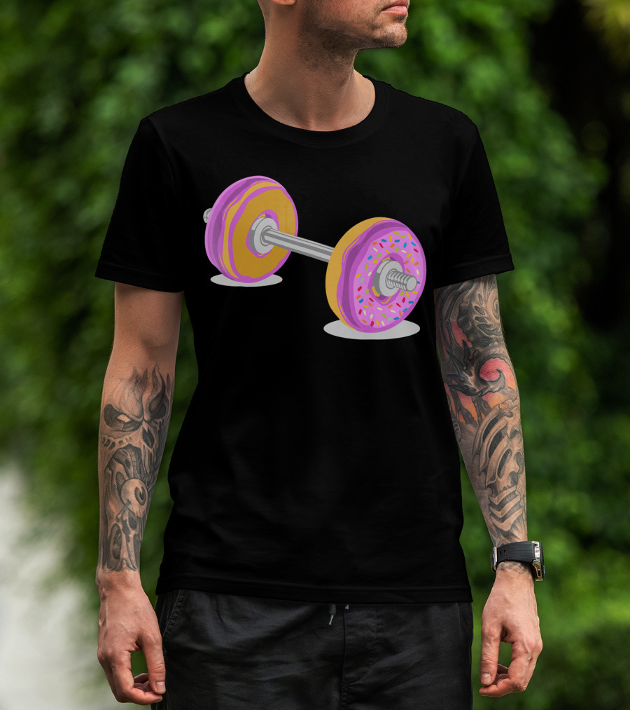 Donut Barbell Sprinkle Weightlifting Humor Novelty T-Shirt