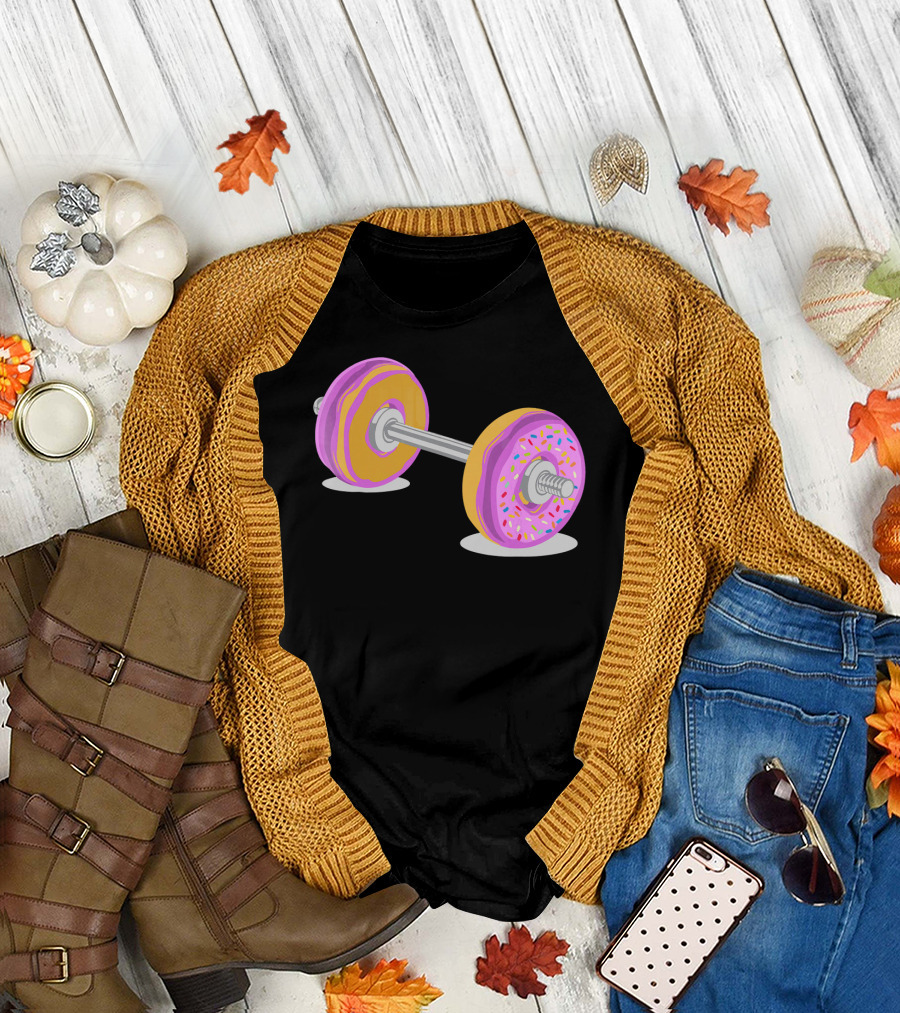 Donut Barbell Sprinkle Weightlifting Humor Novelty T-Shirt