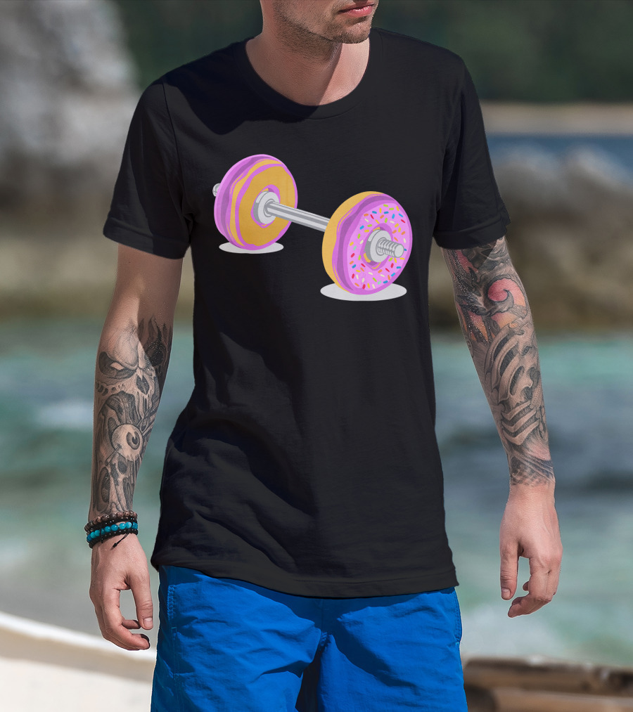 Donut Barbell Sprinkle Weightlifting Humor Novelty T-Shirt