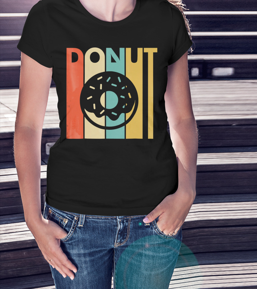 Vintage Style Donut Retro Stripes T-Shirt