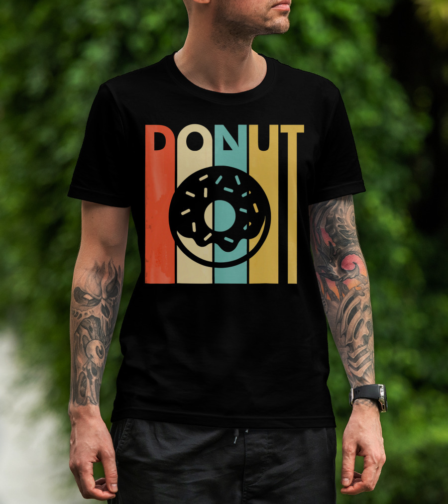 Vintage Style Donut Retro Stripes T-Shirt