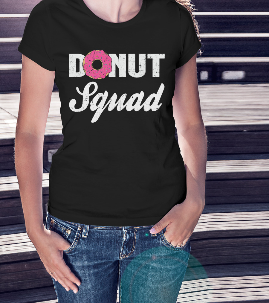 Donut Squad Funny Doughnut Lovers And Poli With Pink Frosted Topped Letters T-Shirt